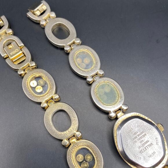 VALETTA Watch and Bracelet Jewelry Set Floating Crystals Pink White Gold Tone - Picture 6 of 16